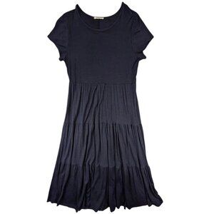 Maxi Dress Womens 2X Navy Tiered Prairie Boho‎ Chic Minimalist Casual Travel